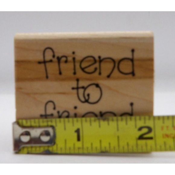 Stamp, Wooden Rubber, Friend to Friend ©1995 Stampin Up! 2 x 1 3/4" - Picture 2 of 4